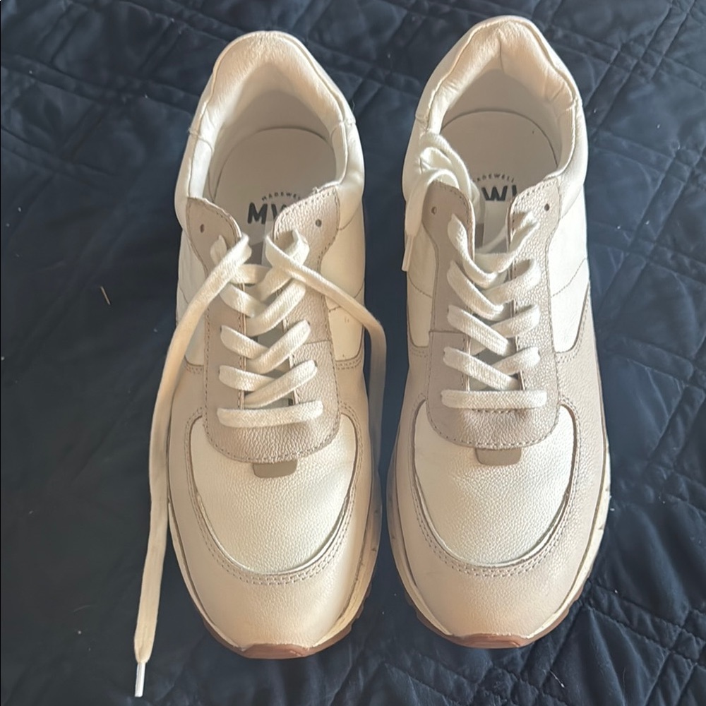 Madewell Cream and Tan Sneakers